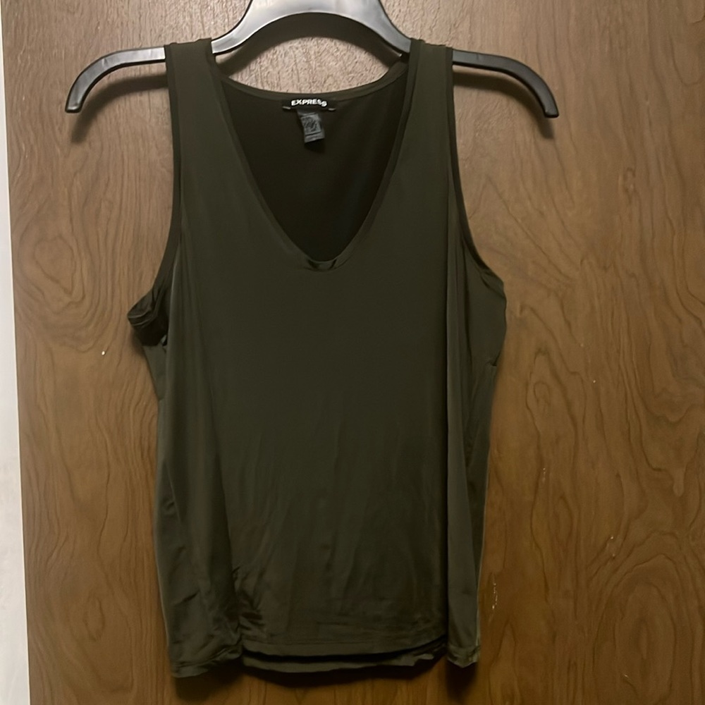 Express Olive Green V-Neck Tank Top